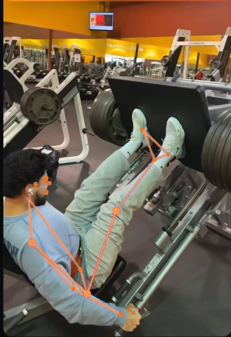 FORMA's Form Check tracking a real lift, with the on-device pose skeleton overlaid on the lifter